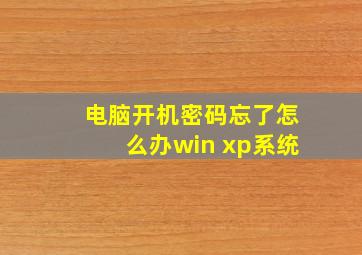 电脑开机密码忘了怎么办win xp系统